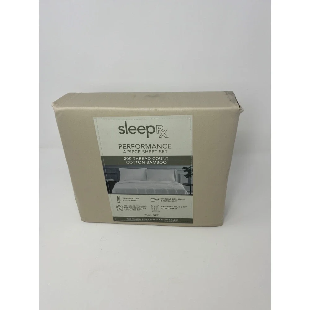 SleepRx Performance 4 Piece Sheet Set Oatmeal Tan Cotton Bamboo Full Set